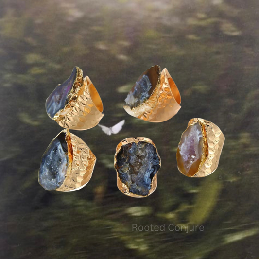 Life Force & Personal Power Raw Agate Ring