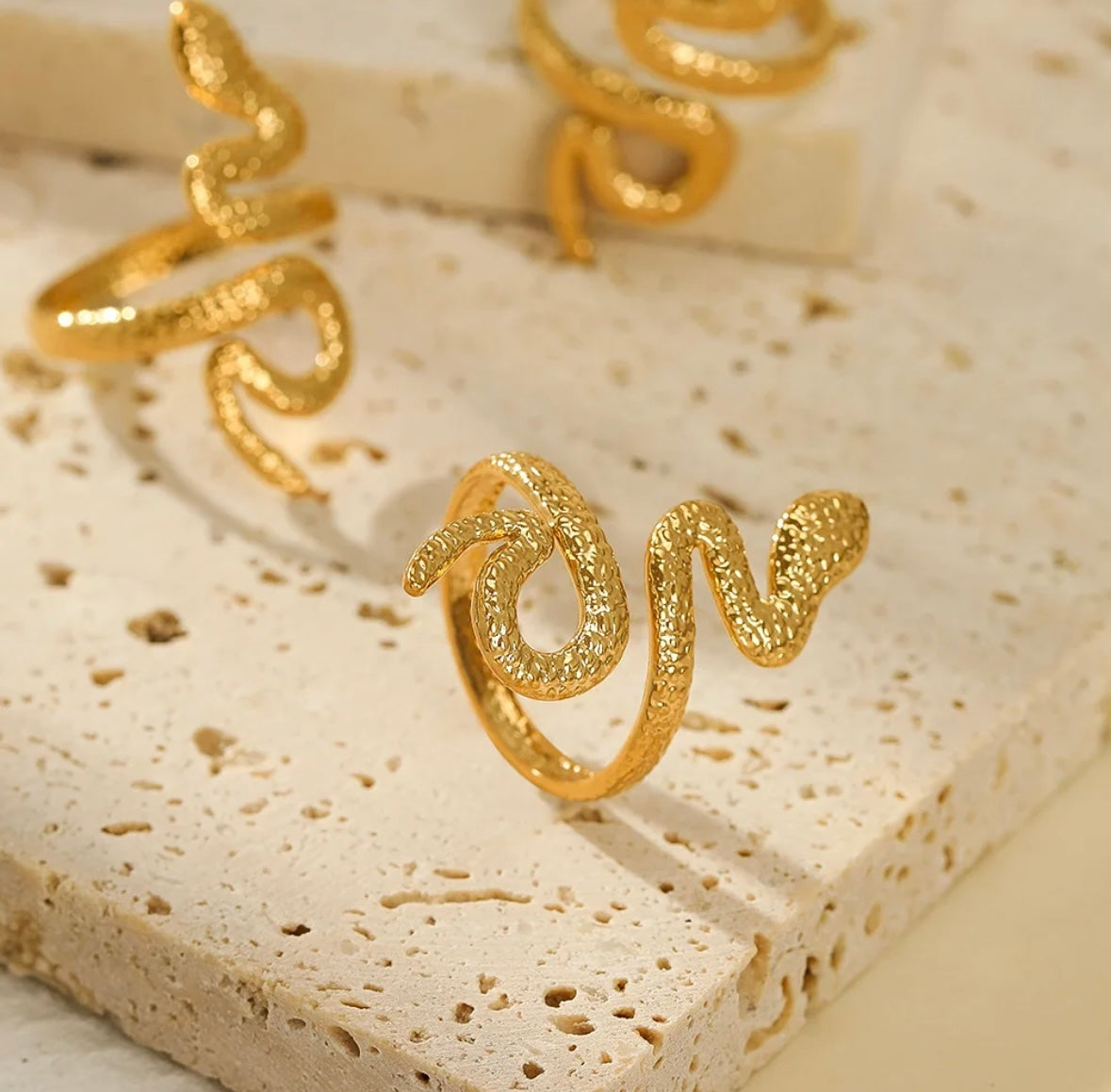 18k Gold Plated "PROTECTION" Snake Ring